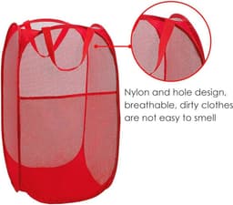 Opvouwbare wasmand set van 2 - Rood, 35 x 35 x 61 cm - Organizer voor vuile was en opberging — thumbnail 4