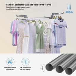 Wasrek Inklapbaar op Wieltjes - Droogmolen - Droogtoren Staand — thumbnail 2