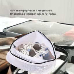 Wasnet voor schoenen, 2-delige mesh tas met rits, 40 x 25 x 25 cm, ideaal voor sneakers en sokken, wasmachine bestendig, beschermt tijdens het wassen — thumbnail 3