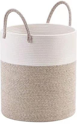 EDMONDO Wasmand Katoen - Opbergmand 52 ltr - Mand Rond met handvaten - Wasbox Opvouwbaar - Speelgoedmand — thumbnail 1