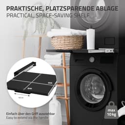Tussenstuk voor wasmachine en droger – Universeel tussenbouwframe met uittrekbare plank 60x60 cm in zwart ML design — thumbnail 3