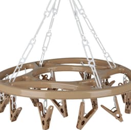 Urban Living Wasgoed droogcarrousel/droogmolen - 18 clips/knijpers - beige - kunststof - 32 cm — thumbnail 2
