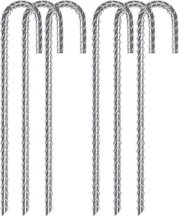 Zware J-haak wapening stakes - 6 stuks, verzinkt staal, grondankers voor tenten en trampolines — thumbnail 1