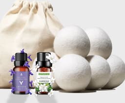 6 Drogerballen Voor Wasdrogers - Droogballen - Wasbollen - Gemaakt van 100% Nieuw-Zeelandse Schapen Wol - Incl. 2 Etherische Oliën - Wasdrogerballen - Wit — thumbnail 3