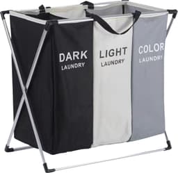 BRASQ Wasmand Opvouwbaar 3 vakken - Wassorteerder 65x39x60 cm - Wasbox Multi color - 118 Liter - Basket — thumbnail 1