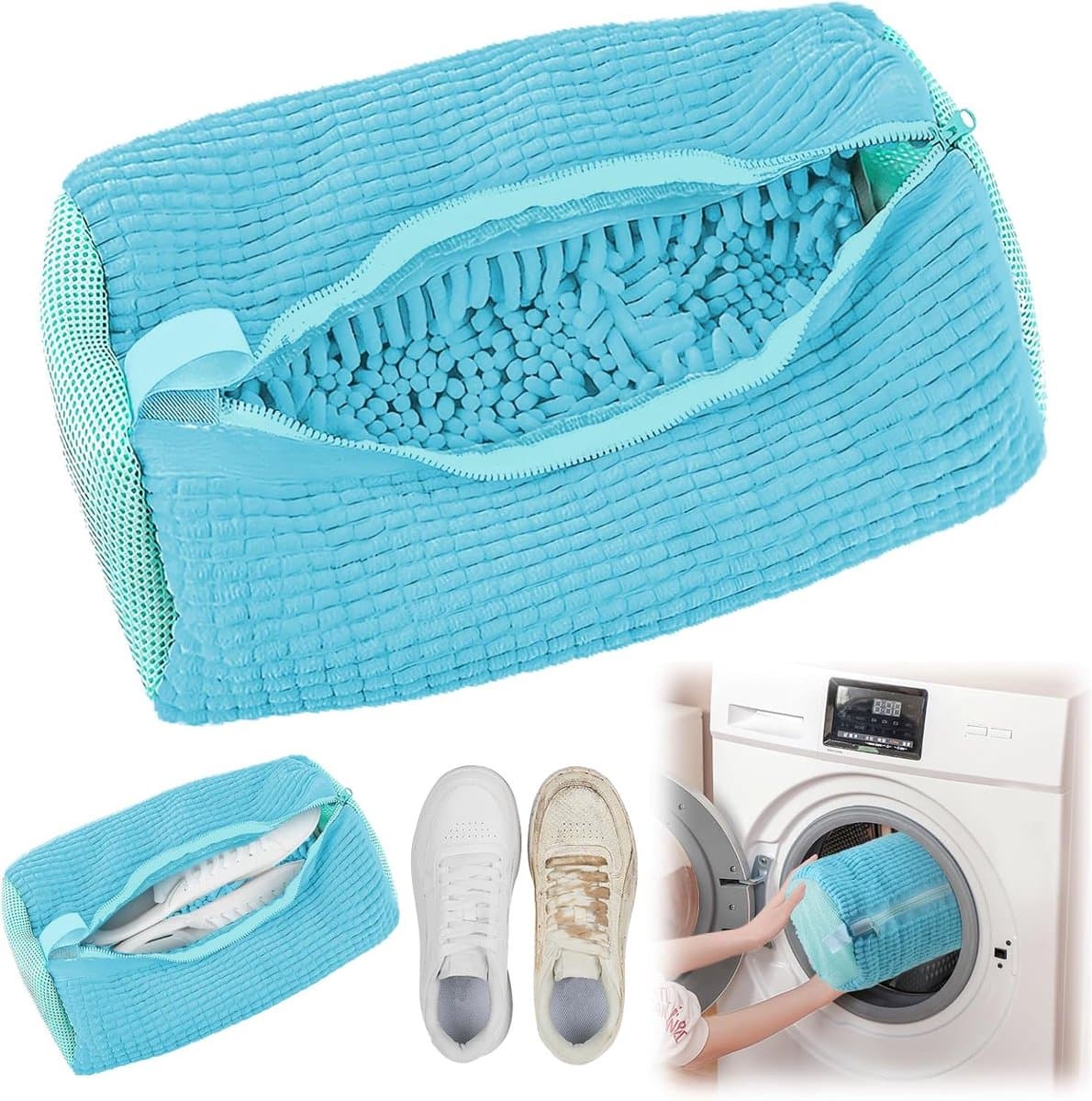 Waszak - Wasnet Voor Schoenen - Waszak Voor Schoenen - Schoenen Waszak - 39 x 19 Cm - Netje Anti-Vervorming - Delicaat Wasgoed - Schoen Wassen - Schoenenwaszak - Wasgoed - Wasmachine - Schoenen / Sneakers - Met Rits En Hangende Ring - Herbruikbaar — afbeelding 1