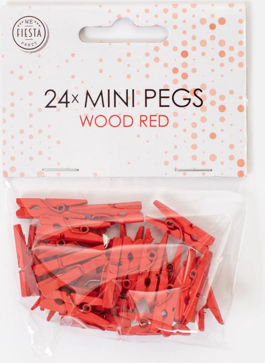 24 Mini houten knijpers Rood - Feest Thema Polaroid Foto Ophangen Klein Knijper — afbeelding 1