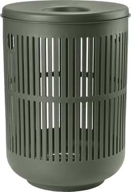 Zone Denmark Ume Wasmand met Deksel - 60 liter - Olive green (groen) - Kunststof - Ronde Wasmand met Hengsel - Wasbox of Opbergmand — thumbnail 1