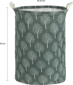 QUVIO Wasmand met handvaten - Wassorteerder - Wasmanden - Wasbox - Waszak met 1 compartiment - Opbergmand - Opvouwbaar - Boom patroon - Grijs en wit - 43 L - 33 x 33 x 40 cm (lxbxh) — thumbnail 2
