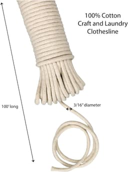 Katoenen Waslijn - Touwtje Koord - Kleding Drogen - Niet Vlekkend - 30 meter - Off White — thumbnail 4