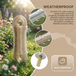 Dailygoods- Waslijn 30 m met stalen kern - PVC-omhulsel - Flexibel - Voor buiten - Tuin/camping - Geschikt voor kleding en beddengoed - Ophanglijn — thumbnail 4