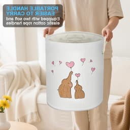 Vouwbare Ronde Baby Wasmand van Katoen met Handvat - Opbergmand voor Speelgoed en Kleding voor Kinderen, Jongens en Meisjes, Ideaal voor Kinderkamer en Speelruimte — thumbnail 4