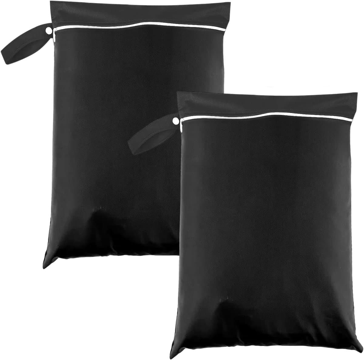 2 Stuks Waterdichte Waszakken voor Reizen, Grote Tas voor Vuile Was, Ideaal voor Zwemkleding en Sportactiviteiten 30 * 40cm (Zwart) — afbeelding 1