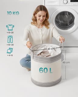 SONGMICS - Wasmand - Wassorteerder - Handgrepen - Dekens en Kledingopslag - Slaapkamer en Wasruimte — thumbnail 5