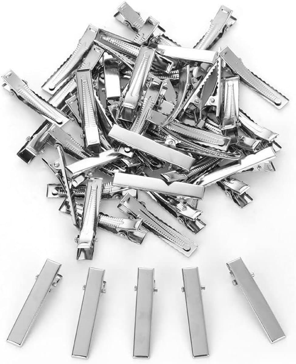 Krokodil Klem Clips - Eendenbek Clips Haarspeld - Haar Styling Accessoires - Tanden Ontwerp - 50 stuks 4.5 cm - Zilver — afbeelding 1