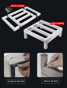 Apparaat Verhoger - Meubelvoet Stand - Apparaten Verplaatsen - Roestvrij Staal - 25x25x10cm - Zilver — thumbnail 4