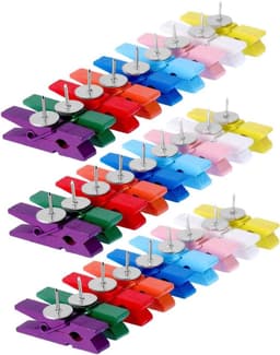 Housoutil 50Pcs Kleurrijke Houten Clip Pushpins Decoratieve Punaises Voor Kurk Boards Notes Ambachten Voor Huizen Kantoren Klaslokalen Gebruiksvriendelijk Ontwerp — thumbnail 1