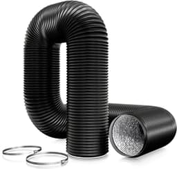 PromoHome 150 mm PVC uitlaatslang 3 meter met 2 RVS slangklemmen voor mobiele airco, droger, ventilator en afzuigkap - Ventilatieslang zwart — thumbnail 1