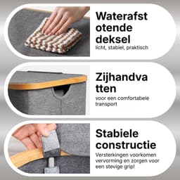 REN® Wasmand 2 Vakken - Wasmand - Wassorteerder - Grijs - 40cm x 33cm x 70cm — thumbnail 4