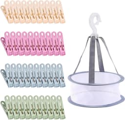 40 Stuks Plastic Wasknijpers met Mand - Ideaal voor Gevoelige Kleding, Buitengebruik en Langdurige Service — thumbnail 1