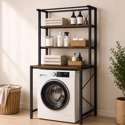 MeubelsvanJoep wasmachine ombouw rek zwart 178 x 50 x 70 cm - Wasmachine rek met opbergruimte zwart - Wasmachine rek bovenlader zwart - Wasmachine rek voorlader zwart - Toilet kast - Wc meubel - Wc kast — thumbnail 5