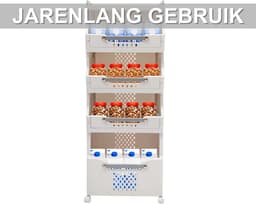 4-laags wasmand – Voor woonkamer en badkamer – met 360° draaibare functie, stille wielen en opvouwbaar kledingopbergrek – metaal/kunststof – wit — thumbnail 3