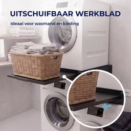 ProductXpert Stacko™ - Stapelkit - Tussenstuk - Uitschuifbare Plank met Handdoekhouder - Wasmachine en Droger - Zwart - Antislip — thumbnail 5