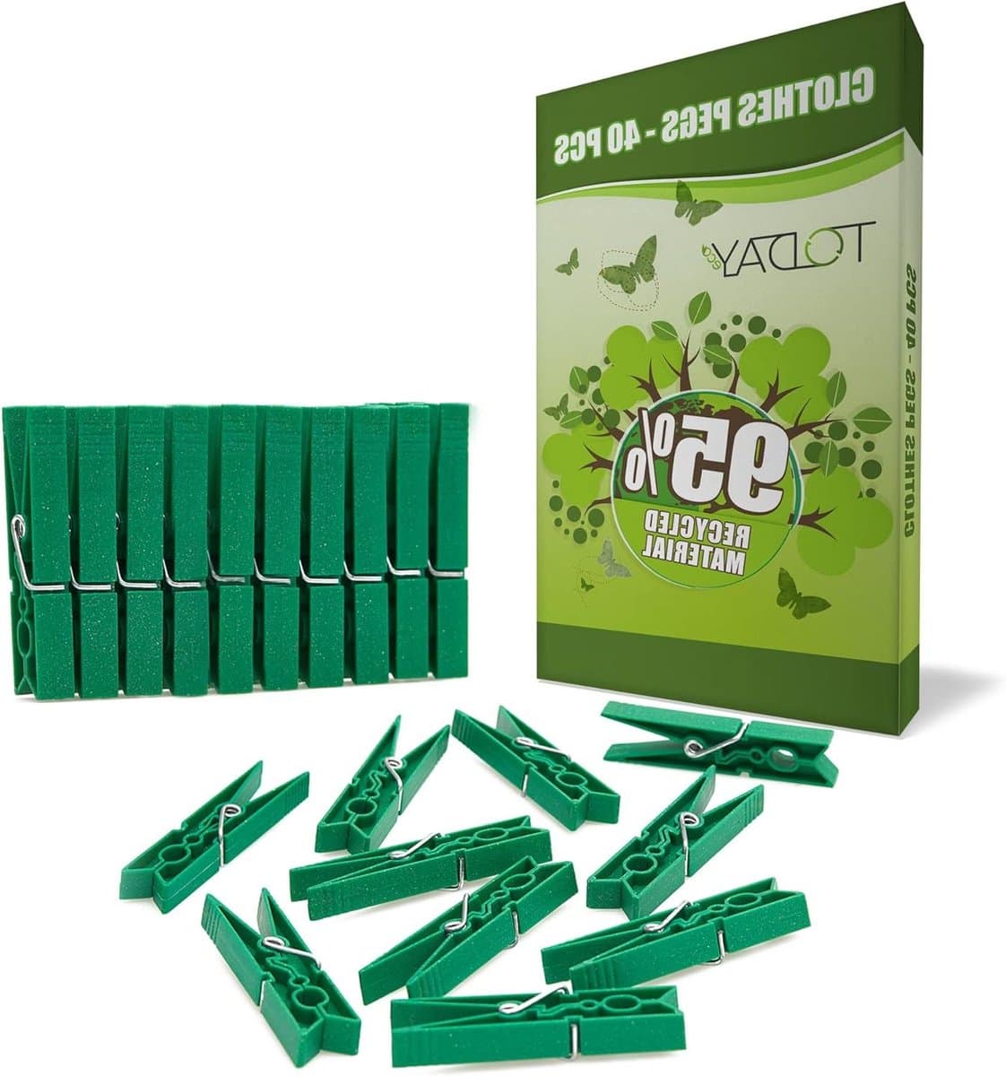 Wasknijpers - Kledinghangers - Was ophangen - Anti-afdruk systeem - 40 stuks - Groen — afbeelding 1