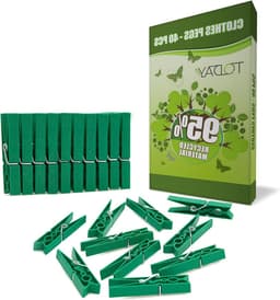 Wasknijpers - Kledinghangers - Was ophangen - Anti-afdruk systeem - 40 stuks - Groen — thumbnail 1