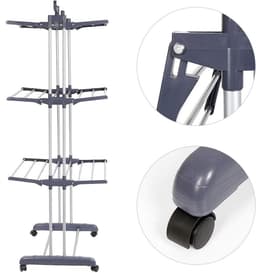 Kledingdroger Toren - Opvouwbaar Rek - Was Drogen - Met Wielen - 3 Planken - Wit — thumbnail 4
