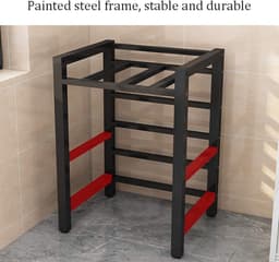 Opbergrek Wasmachine - Huishoudelijk rek - Ruimte Besparen - Sterk Koolstofstaal - 75 x 65 x 105 cm - Zwart — thumbnail 2
