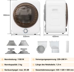 HAUSS SPOLE Wasdroger – Snel En Gelijkmatig Drogen – 53,5 x 42 x 65 cm – ABS En Staal – Wit – 8 Programmas — thumbnail 2