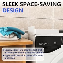 Universele stapelset voor wasmachine en droger, verstelbaar tussenbouwframe 45-68 cm, wit - Plaatsbesparende oplossing met trillingsdemping en bevestigingsriemen — thumbnail 4
