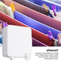 Dailygoods- Waslijn Intrekbaar 6m - Wanddroogrek - Verstelbare Kledinglijn - Roestvrij Staal - Maximaal 25 kg Draagkracht - Voor Binnen en Buiten - Drooglijn — thumbnail 3