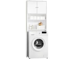 Golaro Wasmachinekast - Opbergkast met Deuren en Planken - Badkamer Opbergkast Boven Wasmachine - Wasmachine-ombouw - Wit