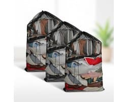 Maison Elara 3 stuks XXL fijnmazige waszakken met trekkoord - 60x90 cm - Zwart — afbeelding 1