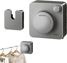Intrekbare Waslijn - Wand Waslijn - Kleding Drogen - Sterk Draagvermogen - 12.5cm Lengte - Grijs — thumbnail 1