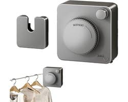 Intrekbare Waslijn - Wand Waslijn - Kleding Drogen - Sterk Draagvermogen - 12.5cm Lengte - Grijs