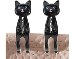 Kledingknijpers Kat - Wasknijpers Decoratief - Kleding Ophangen - Antislip Ontwerp - 7.3 cm - Zwart