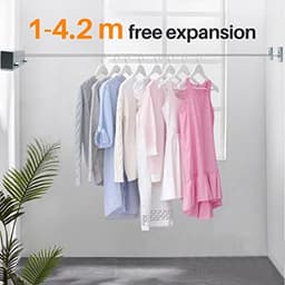 Intrekbare Waslijn - Uitschuifbare Lijn - Kleding Drogen - Dubbel Touw - Tot 4.2 Meter - Wit — thumbnail 3