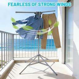 Dailygoods- Droogrek Uittrekbaar - Inklapbaar - Stabiel - Ruimtebesparend - 6 Vleugels - Voor Balkon/Binnen/Buiten - Wasrek — thumbnail 4