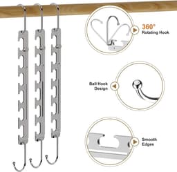 4 stuks wasrek - bovenkledingopslagrek - broekopslagrek - kledinghaak - opvouwbaar wasrek - metalen wasrek - verstelbaar - herbruikbaar - opbergaccessoires - geschikt voor kast, balkon, slaapkamer (zilver,26*5*2cm) — thumbnail 5