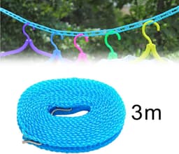 Waslijn - Draagbare lijn - Buiten drogen - Verstelbare lengte - 300 cm - Blauw — thumbnail 2