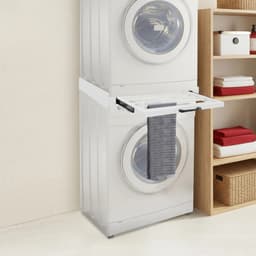 Wasrek - Uittrekbaar Droogrek voor Wasmachine en Droger - Universeel Tussenframe - 5 Stangen - Wit - 61 x 55 x 7,5 cm — thumbnail 3