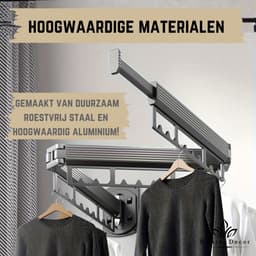 Woning Decor® Droogrek 127cm – Inklapbaar Wanddroogrek – Muur Wasrek – Droogrek Hangend - Voor Binnen en Buiten – Duurzaam & Ruimtebesparend — thumbnail 3
