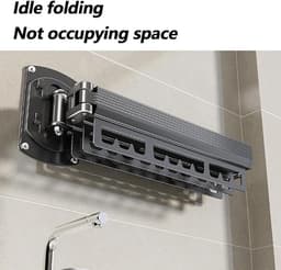Multifunctioneel opvouwbaar aluminium wanddroogrek voor binnen en buiten met 360° draaibare haken voor balkon — thumbnail 5