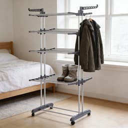 Droogrek voor binnen - Opvouwbare droogtoren - Kleding snel drogen - Inklapbare voeten - 75 x 64 x 170 cm — thumbnail 2