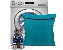 Waszakken voor huisdieren - 60x70cm - Laundry bag - Waszakken - Met Rits - Bescherm je Wasgoed en Wasmachine - voor honden en katten - blauw
