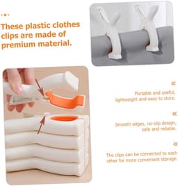 4 Stuks - Grote Plastic Wasknijpers - Wasknijpers Konijn - Windproof Wasclips in Konijnenvorm - Duurzaam & Stevig - Voor Strandlakens, Dekens & Kleding - Wit/Oranje — thumbnail 4