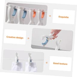 4 Stuks - Grote Plastic Wasknijpers - Wasknijpers Konijn - Windproof Wasclips in Konijnenvorm - Duurzaam & Stevig - Voor Strandlakens, Dekens & Kleding - Wit/Blauw — thumbnail 3